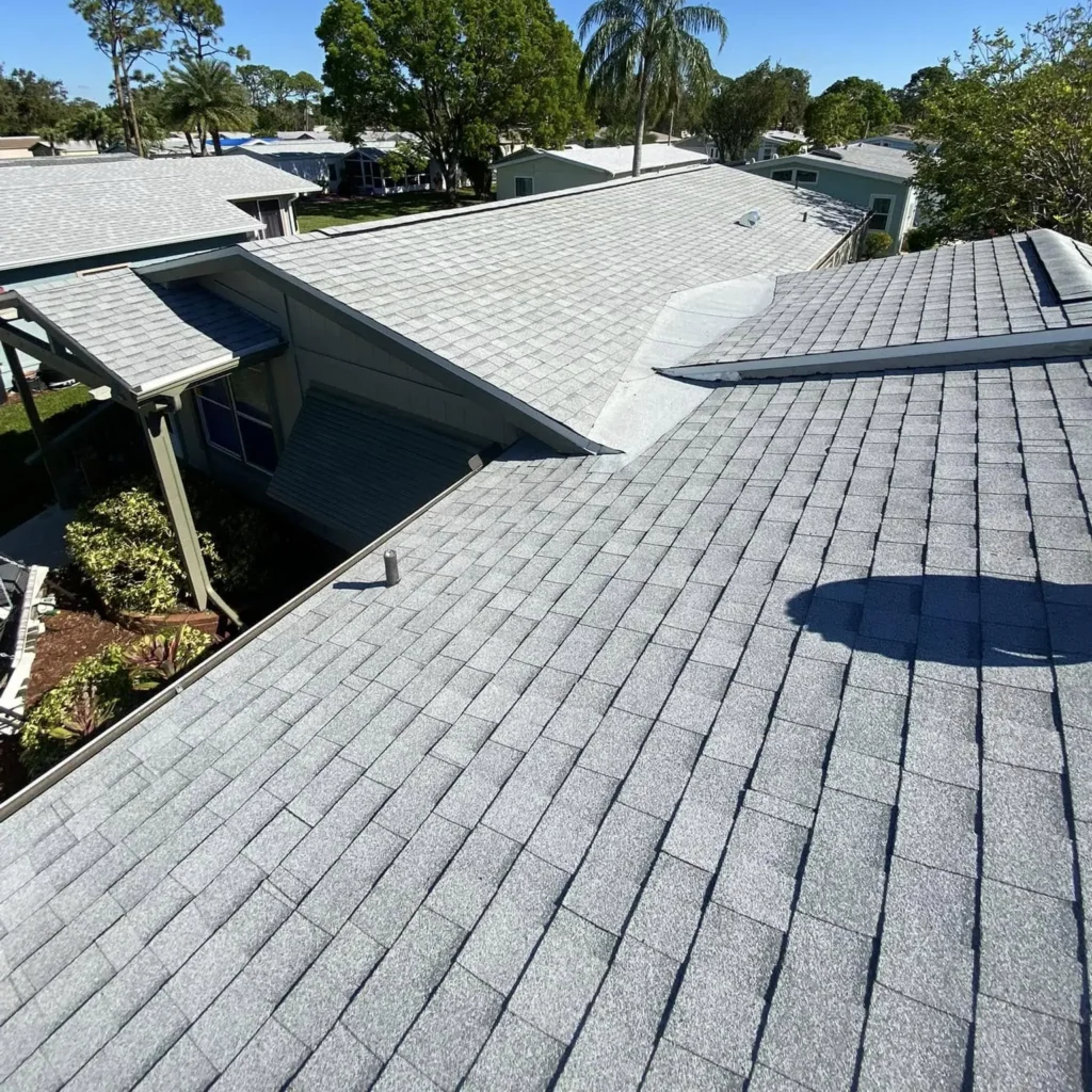Roof with grey tiles installed by Regalbuto Contractors